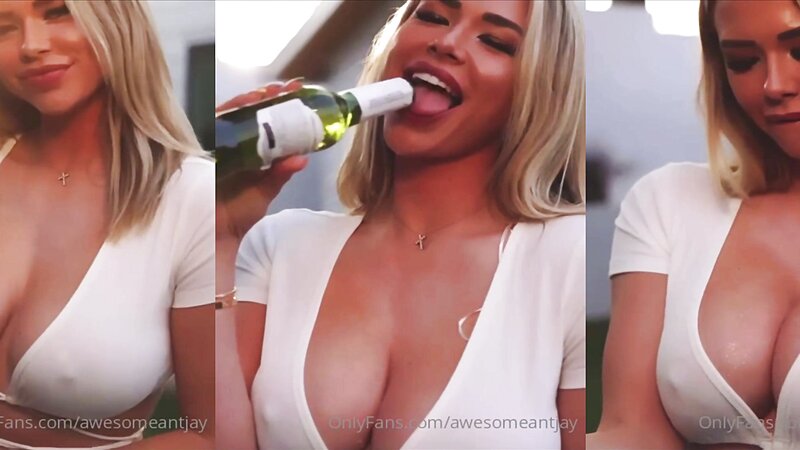 Antje Utgaard Wet and Sexy in a Beer Soaked T Shirt