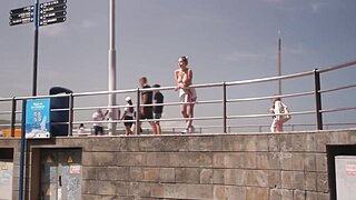 BralessForever Mila Pink Underboob Public Nude Video