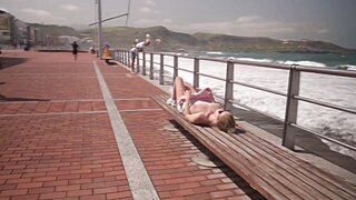 BralessForever Mila Pink Underboob Public Nude Video